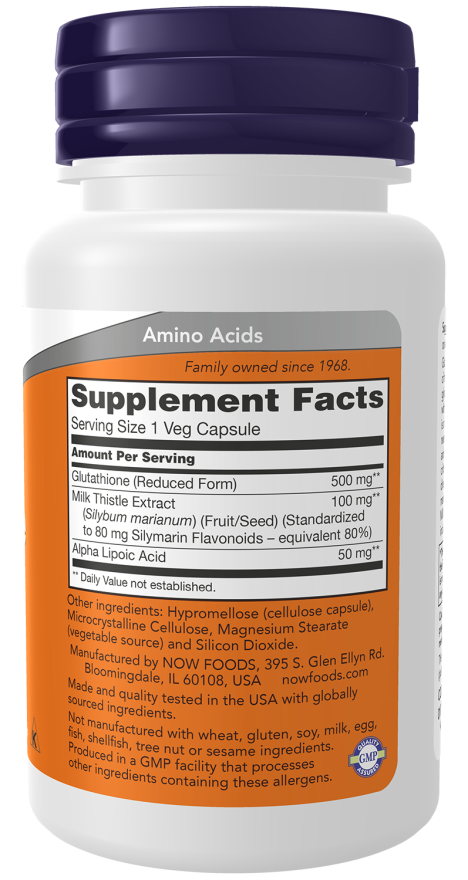 NOW FOODS GLUTATHIONE 500 MG 30 VEG CAPSULES