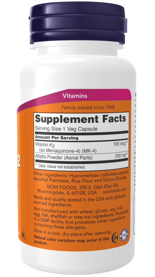 NOW FOODS VITAMIN K-2 100 MCG 100 VEG CAPSULES