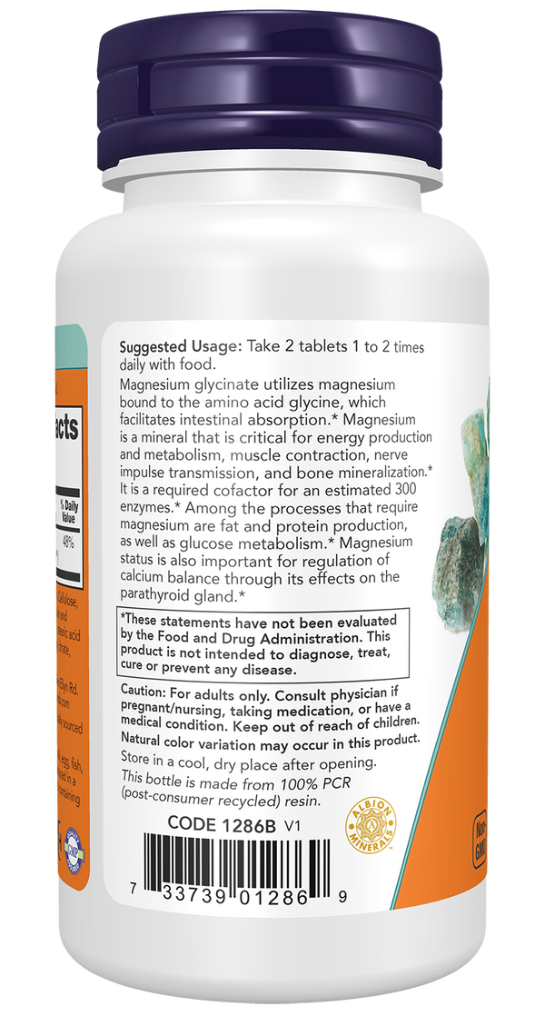 NOW FOODS MAGNESIUM GLYCINATE 180 TABLETS