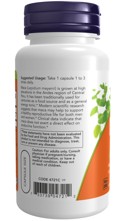 NOW FOODS MACA 500 MG 100 VEG CAPSULES