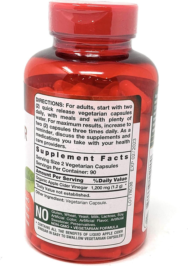 Nature's Truth Apple Cider Vinegar 1200 mg Extra Strength 180 Vegetarian Capsules