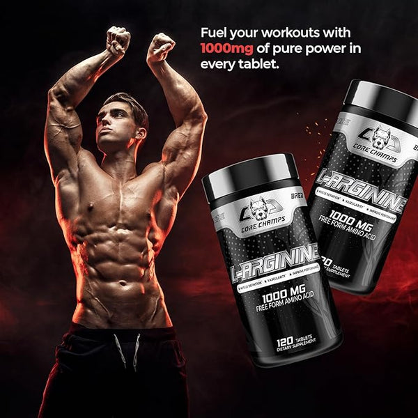 Core Champs L-Arginine 1000mg 120 Tablets Nitric Oxide Booster
