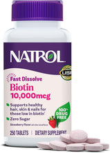 Natrol Biotin 10,000 mcg Fast Dissolve 250 Tablets Strawberry