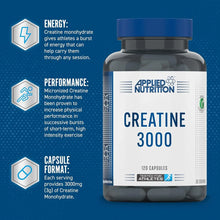 Applied Nutrition Creatine 3000 - Creatine Monohydrate Capsules 3000mg Per Serving, High Strength Supplement, Increases Physical Performance (120 Capsules - 30 Servings)