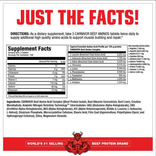 Musclemeds Carnivor Beef Amino 300 Tablets 100% Beef Aminos